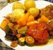 Roast chicken thighs with summer vegetables recipe