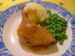 Lazy duck with apricot sauce