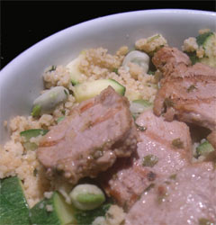 fillet of pork and herby vegetable couscous