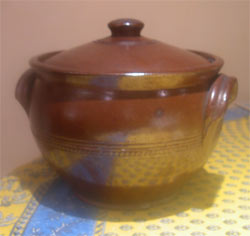 old stoneware casserole