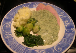 ham with a fresh parsley sauce