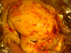 poussin with saffron and turmeric
