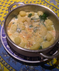 spinach and prawm gnocchi