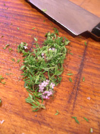 thyme and chopping board