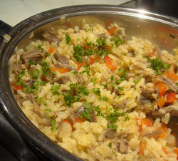 Photo: Goose, red pepper and tarragon risotto