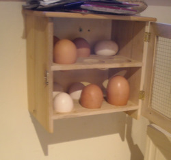 Photo: French egg cupboard with eggs from our flock