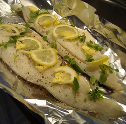Photo: Fresh haddock with lemon and basil