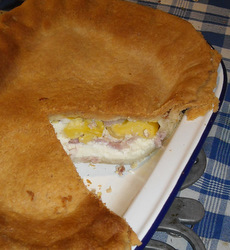 Photo: Traditional egg and bacon pie