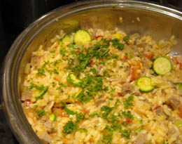 Photo: Duck risotto with summer vegetables