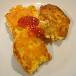 Eggy cheesy bread toasties with crabapple chilli jelly