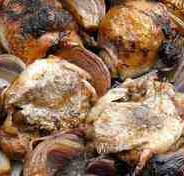 Chicken thighs recipe roasted with red onions