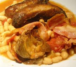 hot smoked garlic sausages cannellini beans