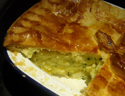 Tasty vegetarian potato and cheese pie